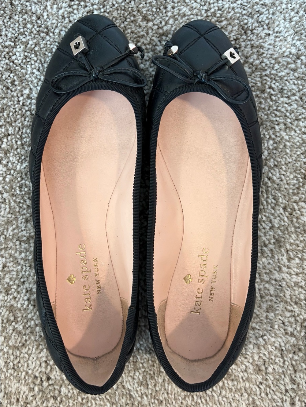 kate spade Black Quilted Bow Ballet Flats